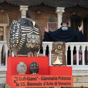 Gufi Giano - Biennale d'Arte 2013 - Bronzo, fusione a cera persa -
h 37, 77, 133 cm - Hotel Stern, Venezia