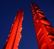 "Totem" - Red painted steal - h 393, 314, 196 in -  Fondazione OIC, Padua 2015