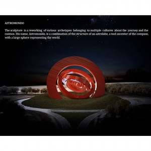 Astromondo open- red enameled steel- h 6,70 inch, d. 13,38 inch- "Venice to the world"
