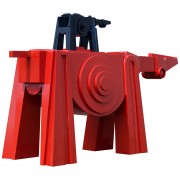 Cavallo Rosso con Puledro Nero - Acciaio - 199x65x120 cm - 2017