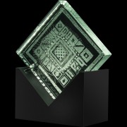 Scultura Luminosa 00 -Incisione a mola su lastra di cristallo industriale - 15x15 cm - 2018