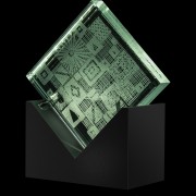 Scultura Luminosa 01-Incisione a mola su lastra di cristallo industriale - 15x15 cm - 2018