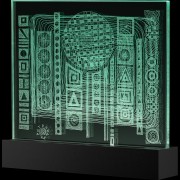 Light Sculpture 12 -Engraving on industrial plate glass - 13,8x12 in - 2017